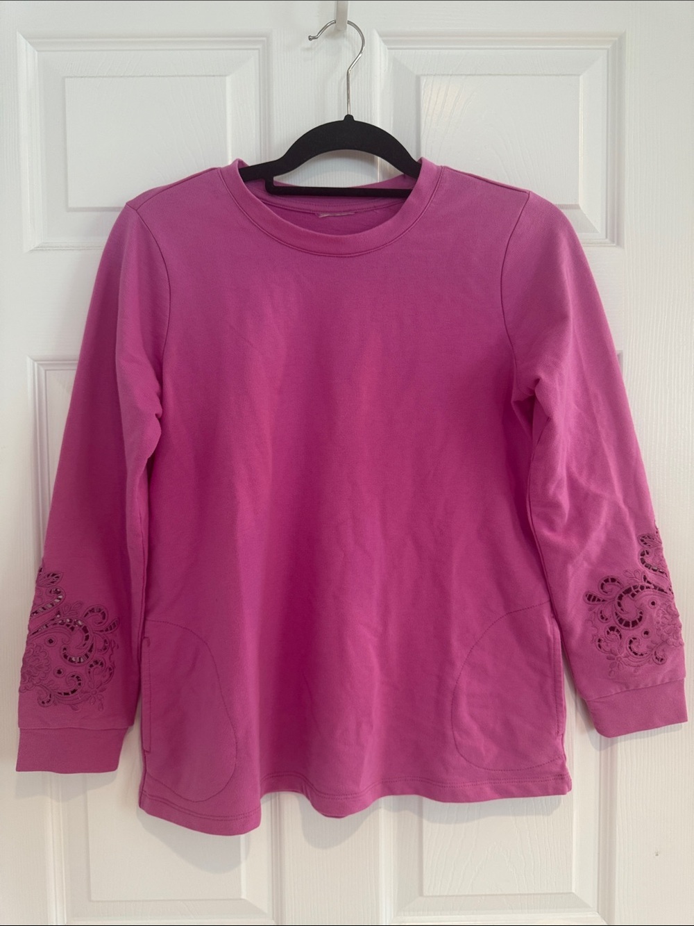 LOGO Lori Goldstein Pink Tunic Top Sleeve Detail Long Sleeve - Size XS